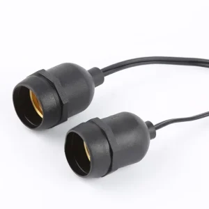 E27 Waterproof Lamp Holder With Wire for Festoon Light rubber E26 Water Resistant Lamp Socket black Outdoor String Light E27 E26