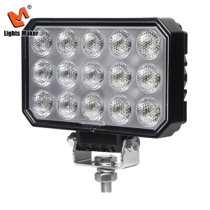 ECE R10 Approved 60W LED Work Light 6.1 Inch Rectangle Flood Driving Lamp IP69K Waterproof 0605 60
