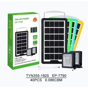 EP 7790 Mini Home Lighting System 6v 3.5w Indoor Emergency Solar Kit 2pcs Floodlight Support Output Charged Phone Garden IP5