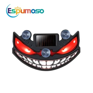 ESPUMOSO Solar Powered Devil Eyes Car LED Warning Light Smile Demon Eye Ambient Decor Lamp Suction Cup Rear Window Atmosphere
