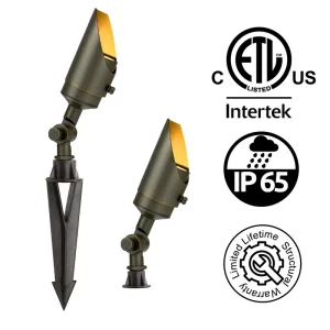 ETL Approved Bright Residential Bronze Spring Ver Cast Brass Bullet Spotlight 1 Light LED MR16 Bulb 9 24V 50W Max Load