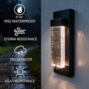 ETL Certified 10W 5CCT Outdoor LED Wall Sconce 12 16 18 Inch Aluminum Tempered Glass Modern Villa Garden Exterior Decor Lamp