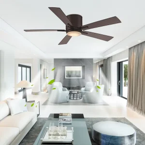 ETL-Certified 52-Inch Indoor Remote-Control Ceiling Fan with Light, Modern 5-Blade Design for Household, RV, and Outdoor Use
