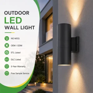 ETL List Outdoor LED Wall Lamp up and Down Brightness 20W 5CCT IP65 Waterproof 2000 Lumens LED Wall Light for Garden Yard
