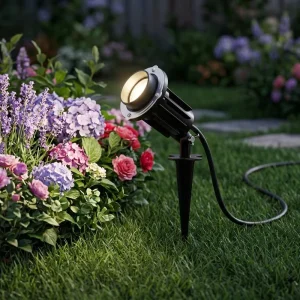 ETL Listed LED IP68 AC Outdoor Waterproof Metal Flood Light with Stake for Garden Lawn Lighting