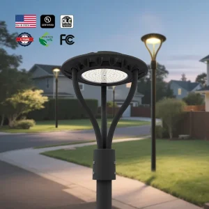 ETL Outdoor Parking Area Yard LED Post Top Light IP65 Aluminum Steel Pole 30W 40W 60W 90W LED Garden Light