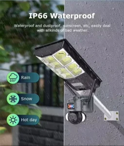 EU 4G WIFI Solar Street Light Camera Integrated 200W LED Radar Motion Sensor 6MP Ultra HD IP66 Outdoor Security