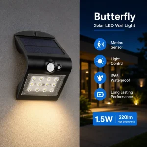Easy Installation Outdoor PIR Motion Sensor Led Solar Flood Wall Security Light 220lm 1.5W Solar Powered