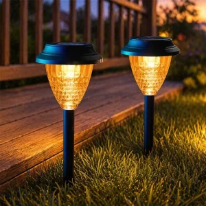 Easy Installation Solar Garden Lights Modern LED Lawn Lamp Sensor IP65 Waterproof 8-10 Hours Warm White Decor Lighting