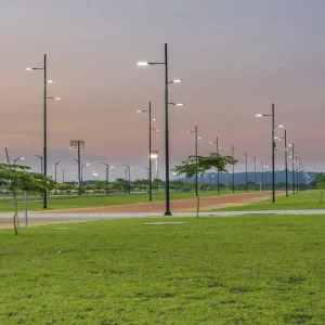 Economical Steel Street Lamp Poles Hot Dip Galvanized Powder-Coated Finish IP65 Waterproof High-Brightness LED Lights
