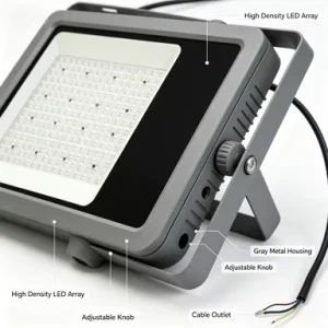 Emergency Light Aluminum LED Flood Light for Sports Stadiums & Gardens 5000K Daylight Adjustable Beam Angle App Control Indoor