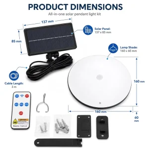 Energy-Saving 60LED ABS Motion Sensor Solar Hanging Light with Remote Control for Shed Patio Gazebo Solar Pendant Light