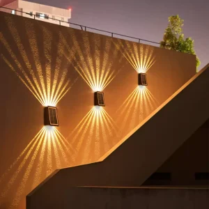 Environmentally Friendly ABS Outdoor Solar Wall Sconces IP65 LED Wireless Control Light Sensor Rechargeable High Garden