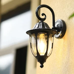 European Antique 10W IP65 Outdoor Wall Lamps LED Glass Customized E27 Lamp Holder 50000 Hours 1.2 Inches Aluminum Garden Wall
