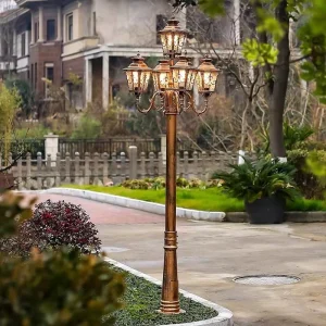 European Garden Light Waterproof 5 Heads Decorative Street Light Pole Outdoor Patio Park Solar LED Garden Lights