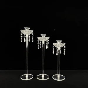 European Modern Acrylic White Pillar Shape Candlestick Holders for Wedding Decoration Celebration