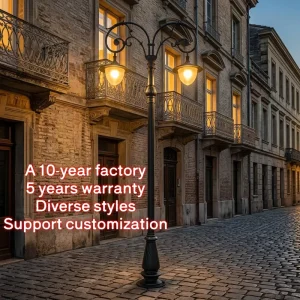 European Retro Cast Aluminum Three-Head Landscape Street Lamp Outdoor Waterproof Rural Villa Courtyard