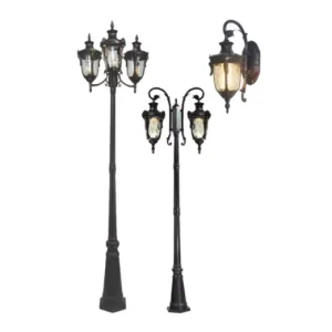 European Retro Garden Courtyard Straight Pole Aluminum Pedestrian Area Electric IP65 LED Landscape Lighting Light Sensor CRI80