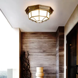 European Retro Octagonal Outdoor LED Ceiling Light Waterproof Moisture-Proof for Balcony Entrance Door Aisle