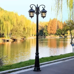 European Retro Style High Pole LED Garden Lamp IP65 Aluminum Body Waterproof Villa Community Courtyard AC Power Supply Lighting