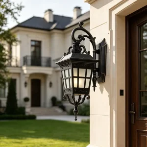 European Sand Black Outdoor Wall Sconce Garden Light