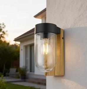 European Style E27 Outdoor Wall Lamp with Stainless Steel and Tempered Glass, IP65 Waterproof