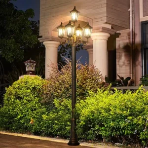 European Style Garden Light Aluminum 5 Head High Pole Lamp Outdoor Waterproof Landscape Decoration Lighting Led Garden Light