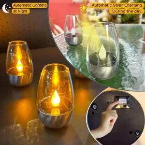 European Style Waterproof Outdoor Lawn Courtyard Garden Decorative Atmosphere Wine Solar Candle Light