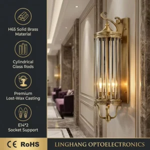 European Style Waterproof Solid Copper Wall Lamp Copper Outdoor Lighting for Passageways Villa Community Entrance Wall Lights