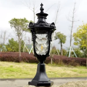 European Water Ripple Glass E27 Pier Mount Garden Pillar Lamp for Villas, Patios, Communities, and Stadiums