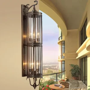 European style Waterproof All Copper Wall Lamp Tricolor Light for Outdoor Use Corridors Courtyards Hotels Villas Communities