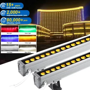 Exterior Recessed Linear LED Wall Washer Light Outdoor RGB Uplight Fixture