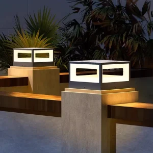 Extra Large Solar Pillar Light Outdoor Stainless Steel Wired LED Post Lamp for Main Gate