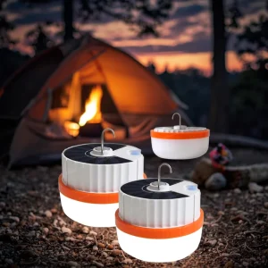 F404-125 IP65 Solar Powered LED Camping Lamp 100W 2400mAh Battery Plastic Construction for Outdoor Emergency Lighting