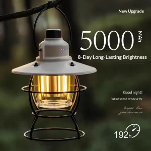FX-112 Rechargeable Camping Lamp 5000mAh Battery 8-Day Burn Time Retro Design