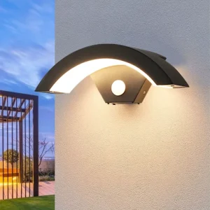 FY806 LED Outdoor Waterproof Motion Sensor Moon Shaped Wall Light for Courtyard Balcony & Entrance