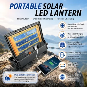 Factory 164LED Monocrystalline Solar Handheld Camping Light Magnetic IP69 Rated Touch Control Solar Work Floodlights