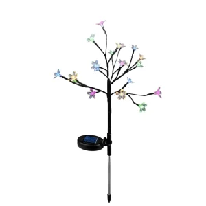 Factory 2 Pack LED Solar Garden Lights Colorful Cherry Blossom Flower Outdoor Waterproof IP65 Yard Pathway Landscape Patio