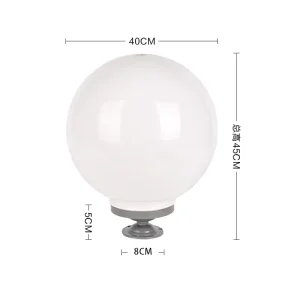 Factory 200MM 250MM 300MM 400MM Outdoor Globe Ball Shape E27 Base Pillar Gate Lamp Waterproof Dimmable PVC