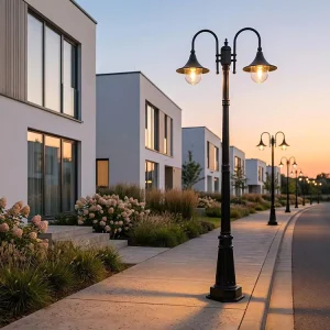 Factory Custom Garden Lights Outdoor Vintage Aluminum LED Street Post Light for Garden Yard Project Lighting