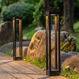 Factory Custom Modern Minimalist Outdoor Hollow LED Bollard Light Aluminum IP65 Waterproof for Villa Garden Pathway