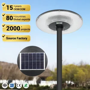 Factory Custom Outdoor Waterproof LED Garden Lights 300 500 800 Watt UFO Integrated Solar Energy Garden Lamp