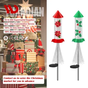 Factory Custom Small Iron LED High Brightness Rocket-Shaped Solar Light CE FCC IP65 Certified Outdoor Garden Decoration