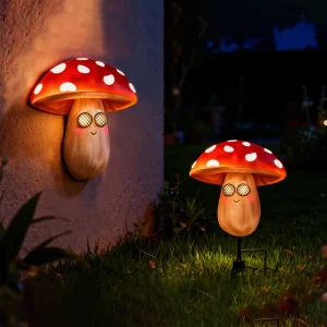 Factory Custom Solar LED Garden Lights IP65 Rated Iron Construction Mushroom Fairy Garden Center