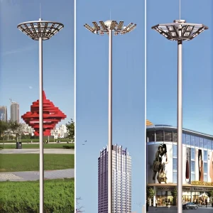 Factory Direct 15m 45m Adjustable High Mast Steel Light Pole IP65 Rating Hot Dip Galvanized Powder Coated 10 Year Warranty for