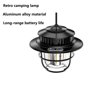 Factory Direct Aluminum Alloy Compact Retro Rechargeable LED Camping Lamp for Outdoor Use