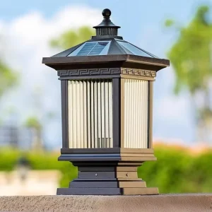 Factory Direct IP65 Waterproof Rust Resistant Classical European Style Outdoor Solar Pillar Light for Garden Post Top