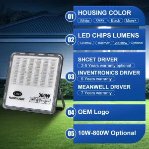 Factory Direct LED Flood Light Projectors Waterproof 10W to 800W LED Flood Light Aluminum Body with IP66 LED Flood Light