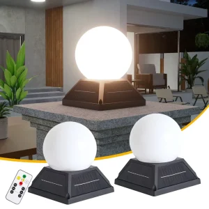 Factory Direct Sale LED Garden Solar Light Round Auto Light Sensing Waterproof Solar Outdoor Garden LED Solar Panel Pillar Light