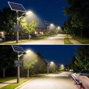 Factory Direct Split Solar Street Light Kit, LED Fixture, Panel, Remote, Pole Mount, 100W-200W, IP65